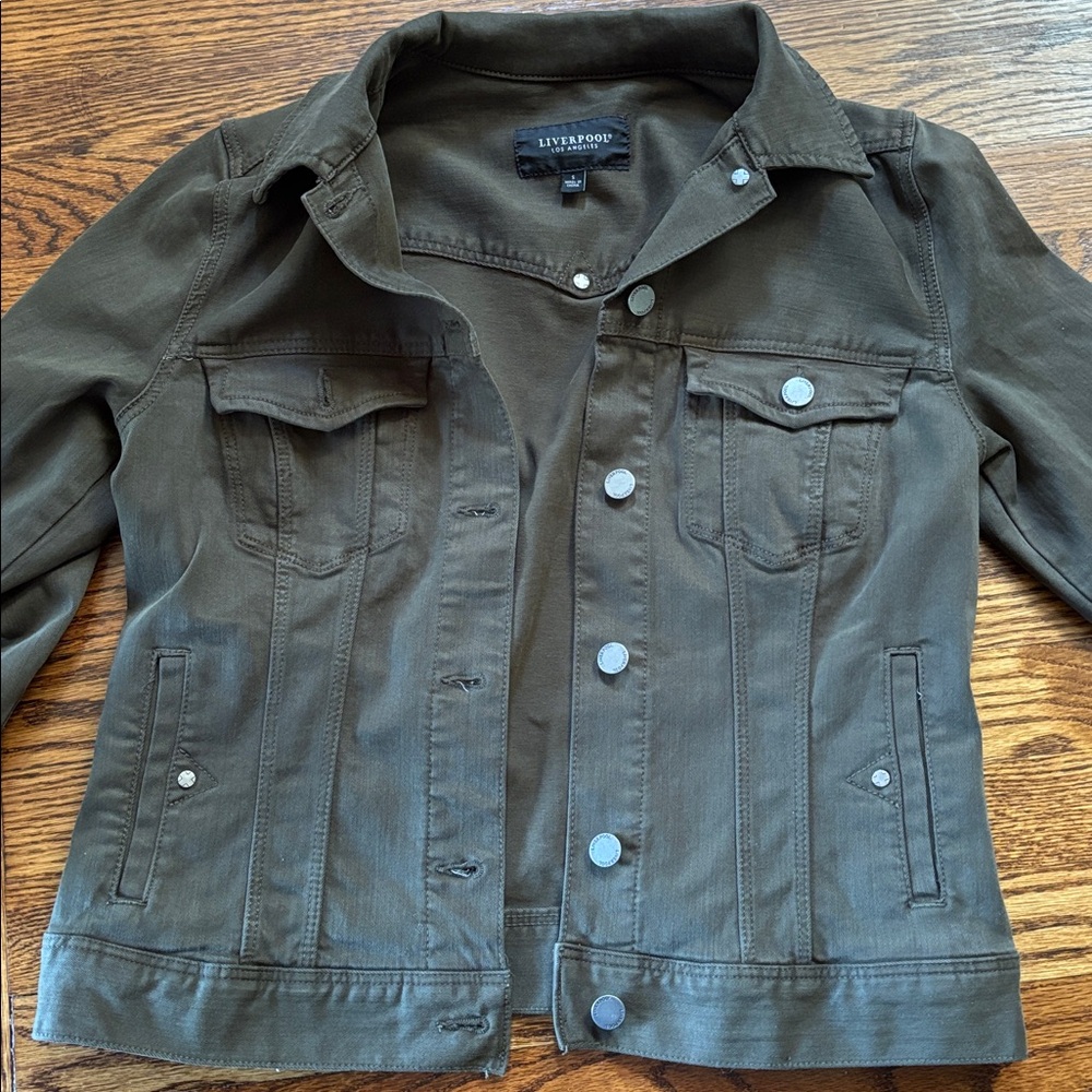 Excellent Dark Green Button-Up Jacket - image 4